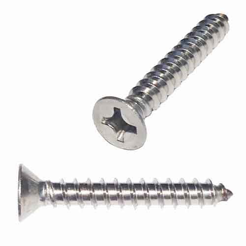 FPTS612S #6 X 1/2" Flat Head, Phillips, Tapping Screw, 18-8 Stainless